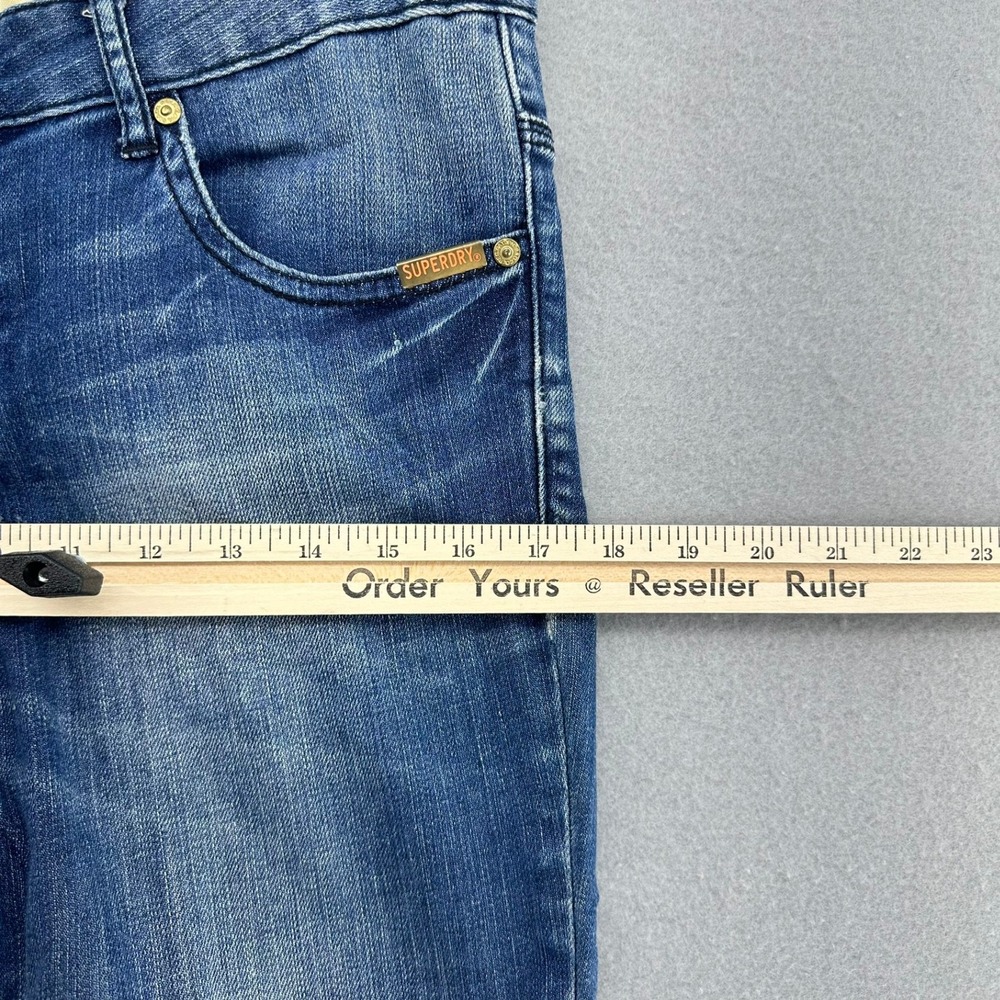 Superdry Cropped Union Denim Capri Blue Jeans Womens Size 30 (32x19) Preppy Rock - Picture 6 of 9